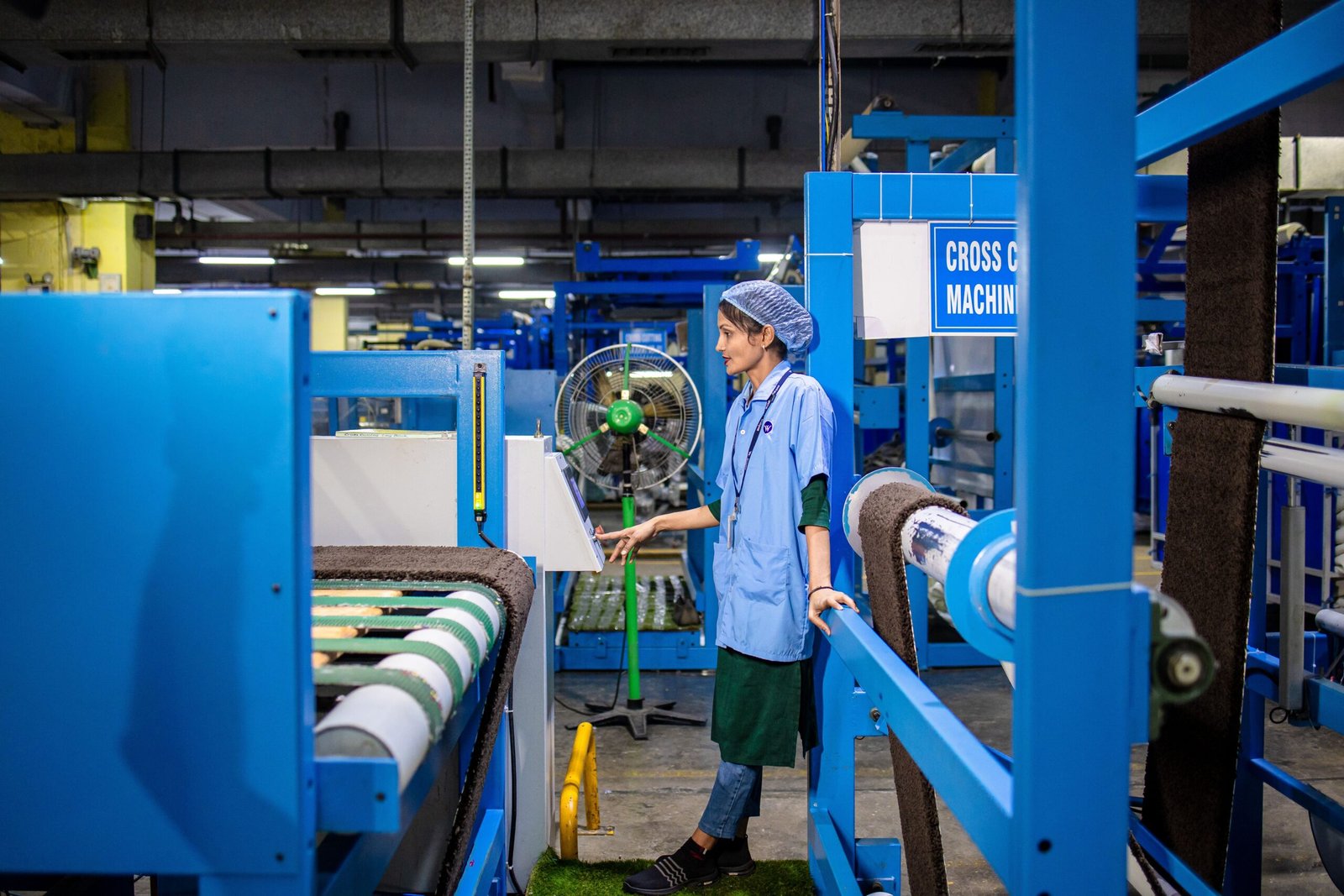 Production equipment in a garment manufacturing facility